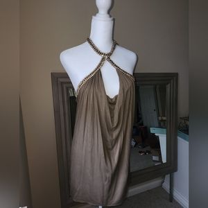 SKY mini dress size M sexy olive Clubbing party crystal chain embellishment y2k